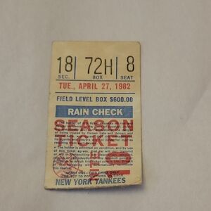 Vintage New York Yankees Ticket Stub